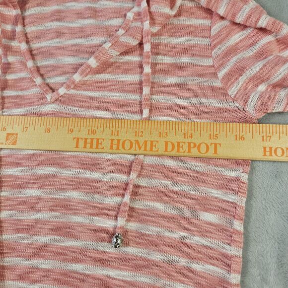Jean Pierre Klifa Sheer Hoodie Womens Sz Small Pink Coastal Beach Preppy Tunic - Picture 12 of 13
